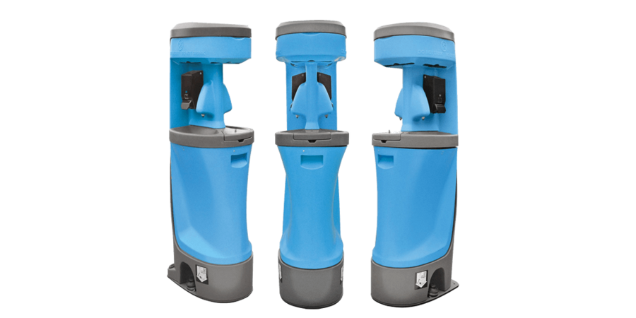 Illustration of a hand-washing sink feature included with deluxe units
