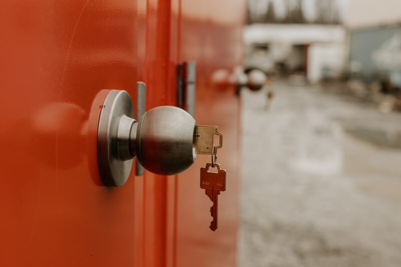 Secure lockable door detail on a Newport Beach Site Sanitation portable restroom